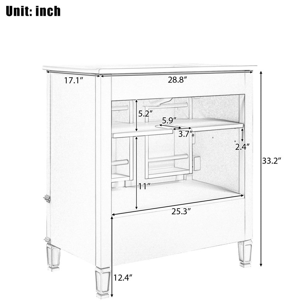 GDF Studio 30" Vintage Vanity With Sink, Adjustable Shelf & One Drawer, Black
