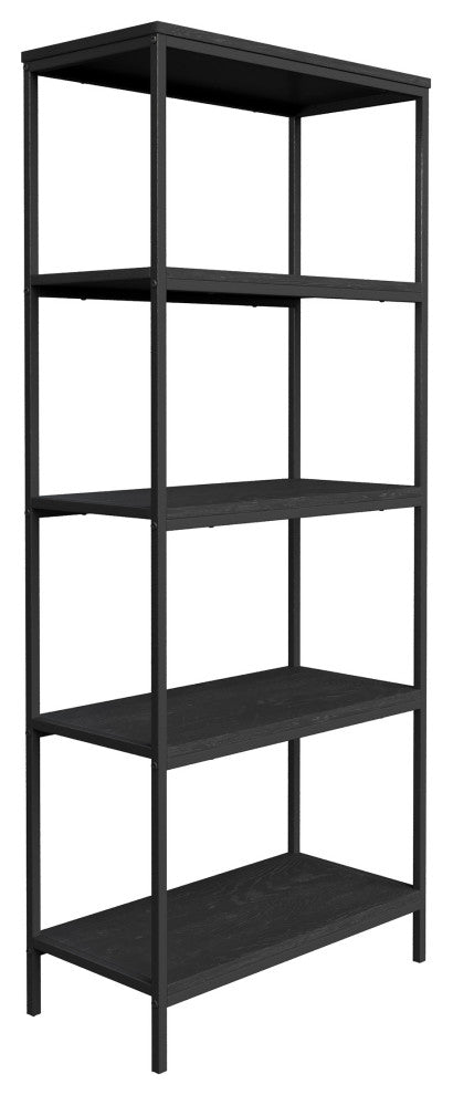 5-Tier Bookshelf Open Industrial Style Etagere Wooden Rustic Shelving Unit