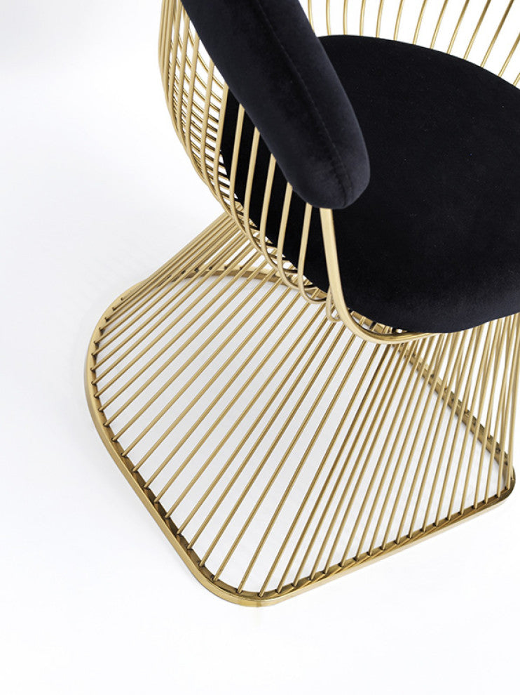 Swell Gold Dining Chair Arm Chair, Black