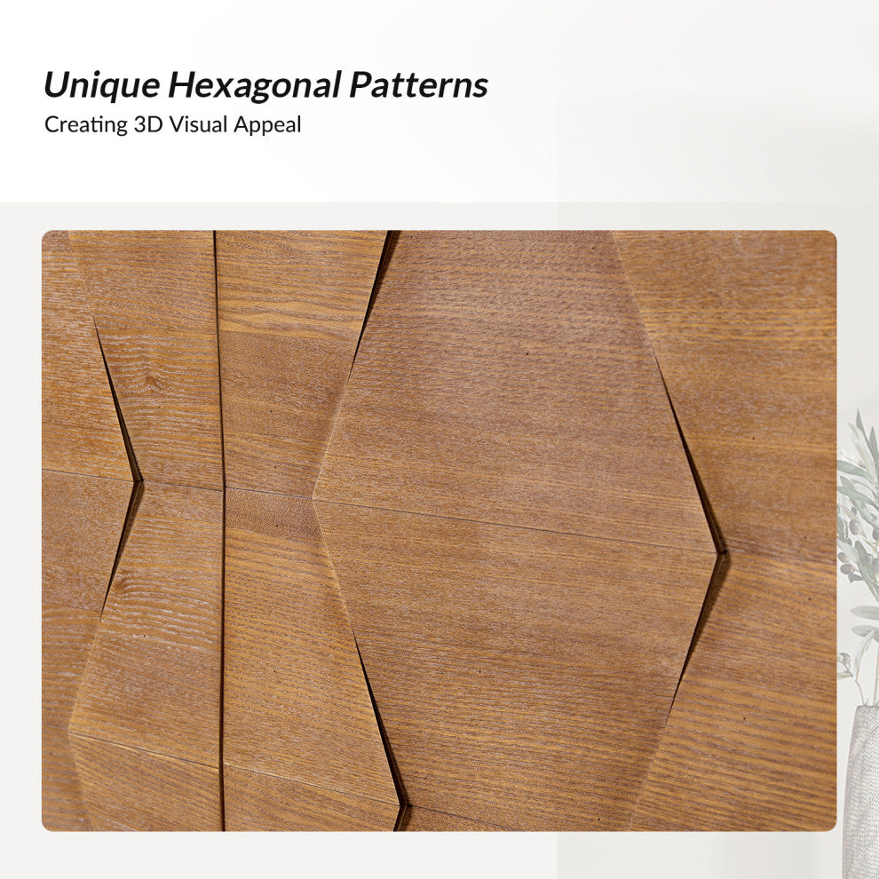 Close-up hexagonal pattern with design-focused text overlay (infographic).