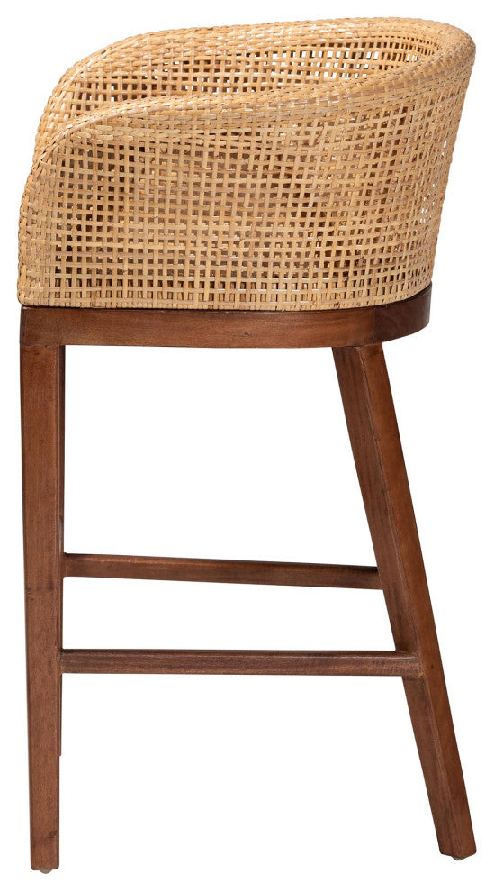 Nannie Natural Rattan Collection, Natural Brown/Walnut Brown, Counter Stool