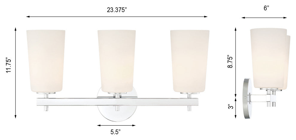 Colton 3 Light Polished Chrome Wall Mount