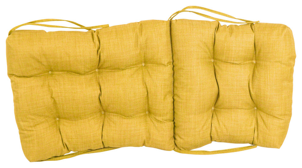 18"X38" Spun Polyester Solid Outdoor Tufted Chair Cushion, Lemon