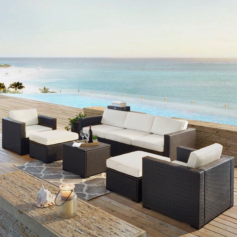 Biscayne 7-Piece Outdoor Wicker Seating Set, White
