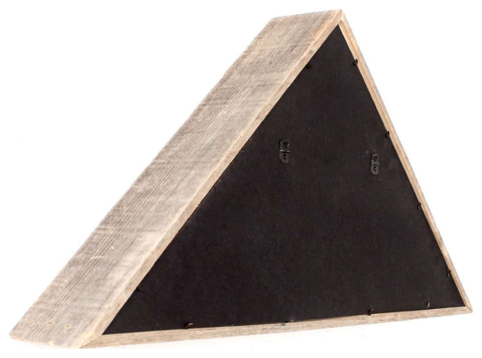 Rustic Weathered Grey Reclaimed Wood Triangle Wooden Display Flag Case