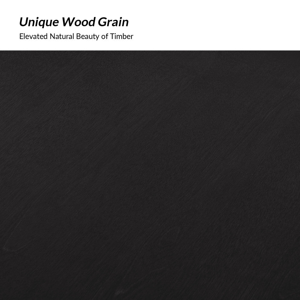 54"W Solid Wood Round Dining Table, Black