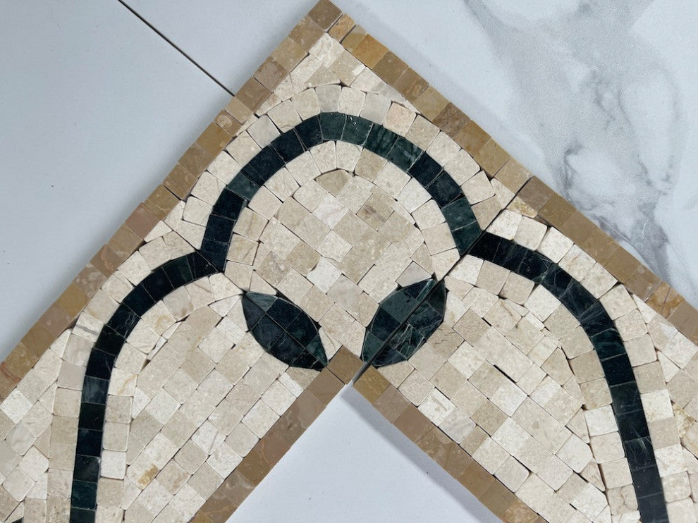 Marble Mosaic Border Listello Tile Wishingstar Gold 4x12 Polished, 1 piece