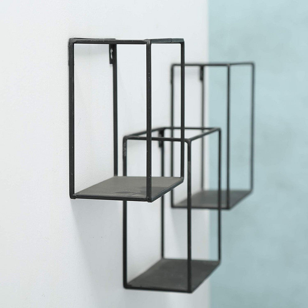 Industrial Chic BoxFloating Shelves, 3 Wall Mounted Pieces