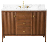 Vanity Art Freestanding Vanity, Walnut, 48", Single Sink, Golden Brushed