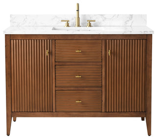 Vanity Art Freestanding Vanity, Walnut, 48", Single Sink, Golden Brushed