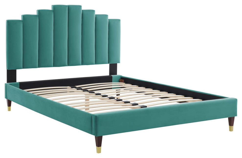 Elise Full Performance Velvet Platform Bed MOD-6874-TEA