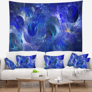 Clear Blue Fractal Glass Texture Abstract Wall Tapestry, 60"x50"