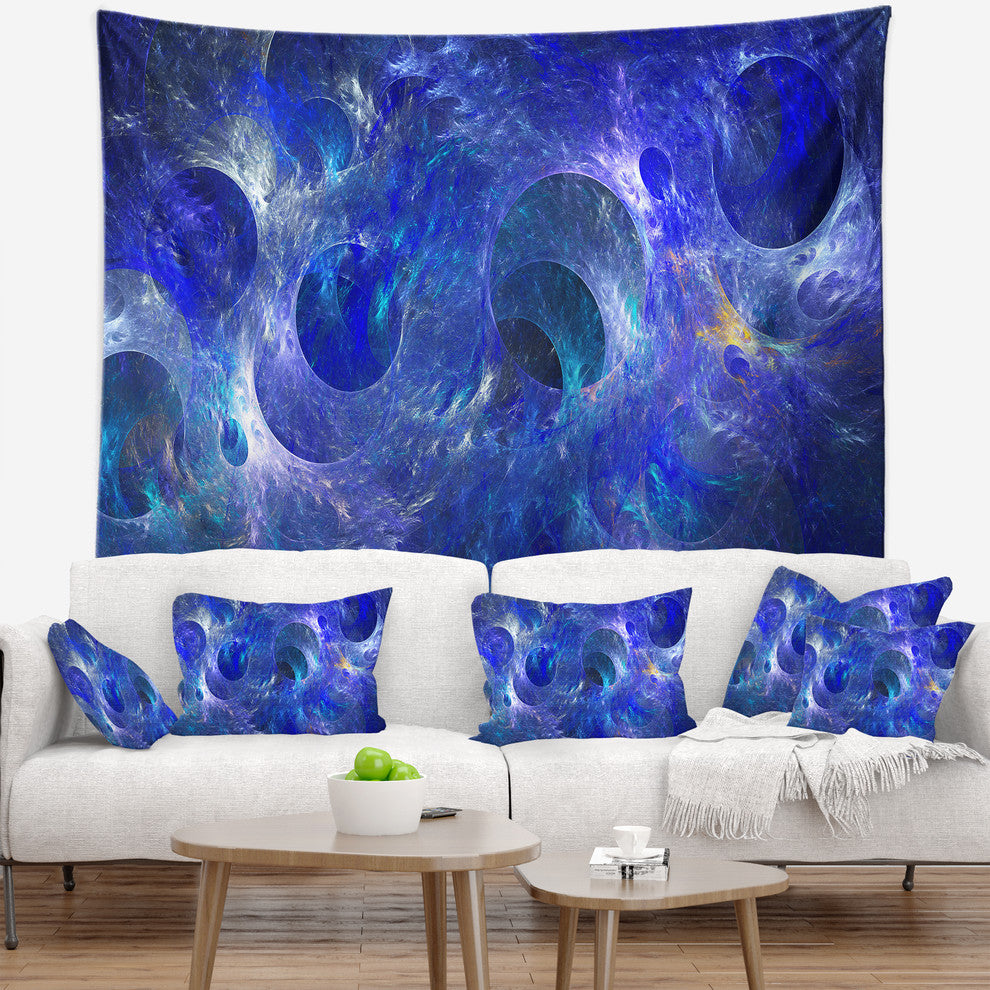 Clear Blue Fractal Glass Texture Abstract Wall Tapestry, 60"x50"