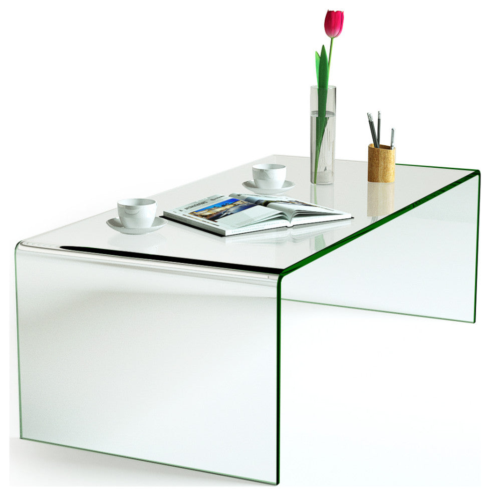 Costway Tempered Glass Coffee Table Accent Cocktail Table Living Room Furniture