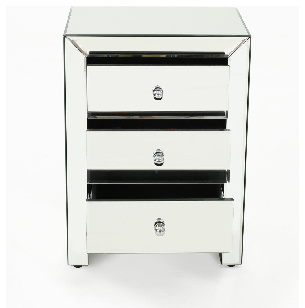 GDF Studio Lucille Mirror Finished 3-Drawer Accent Table