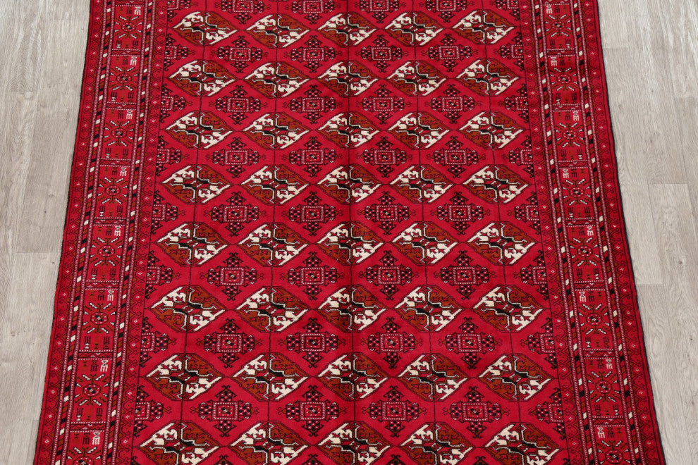 Balouch Oriental Persian Traditional Hand-Knotted Area Rug, Red, 9'4"x6'8