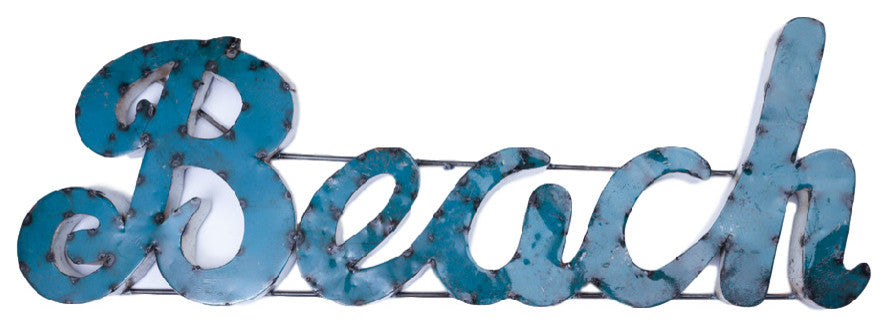 "Beach" Recycled Metal Sign