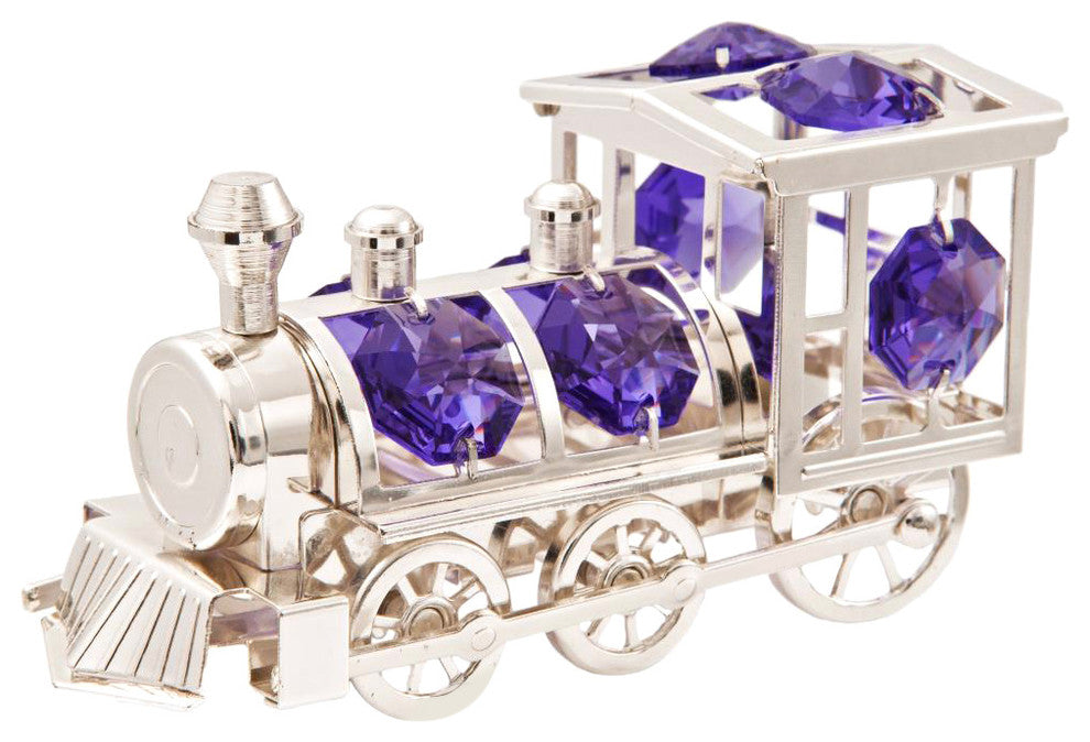 Silver Plated Crystal Studded Train Ornament