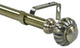 1" Doorknob Drapery Curtain Rod, Antique Brass, 48"-84"