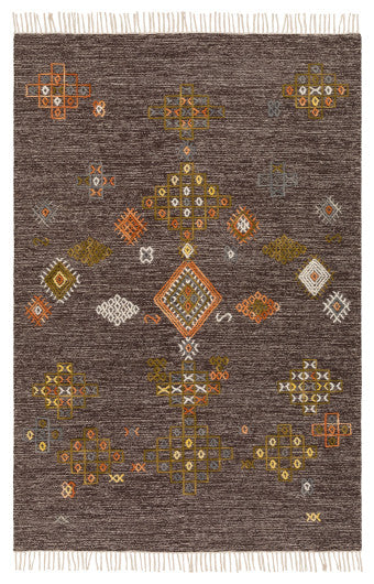 Surya Zanafi ZNF-2305 6'x9' Rug, Brown/Khaki/Gray/Olive/Peach/Burnt Orange/Red