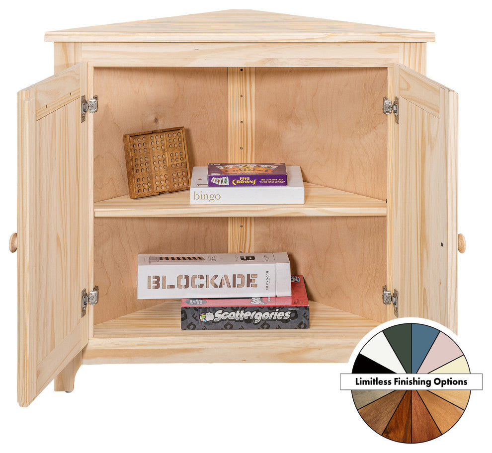 Solid Wood Corner Cabinet, Unfinished