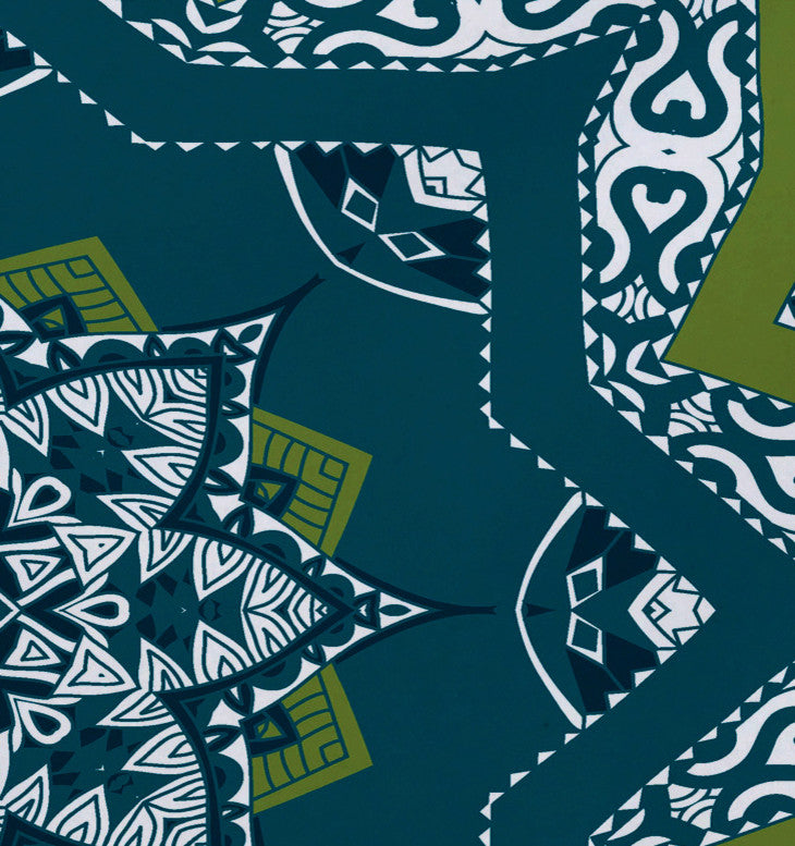 18"x14" Shawl, Geometric Print Placemat, Teal, Set of 4