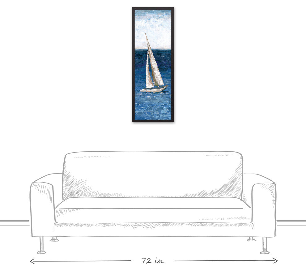 Sailboat on the Water 12x36 Black Framed Canvas