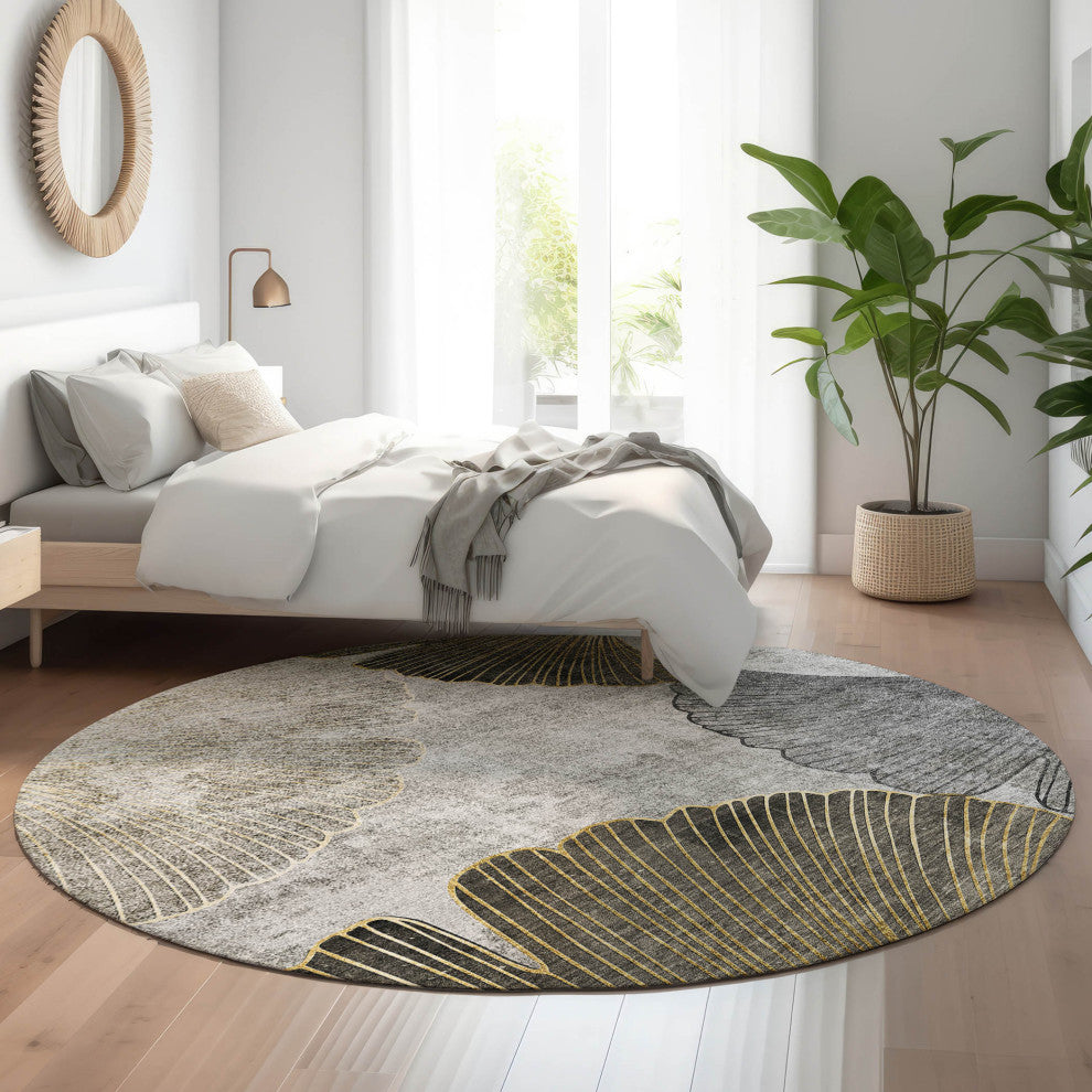 Premium Machine Washable Mayfield AMF626 Gray 8' x 8' Round Rug