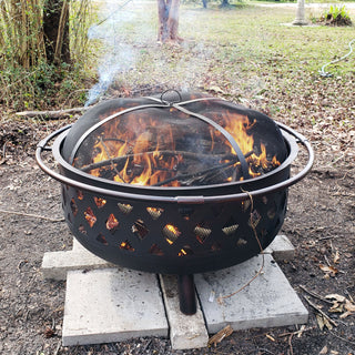 Sunnydaze Round Large Bronze Crossweave Fire Pit With Spark Screen, 36"