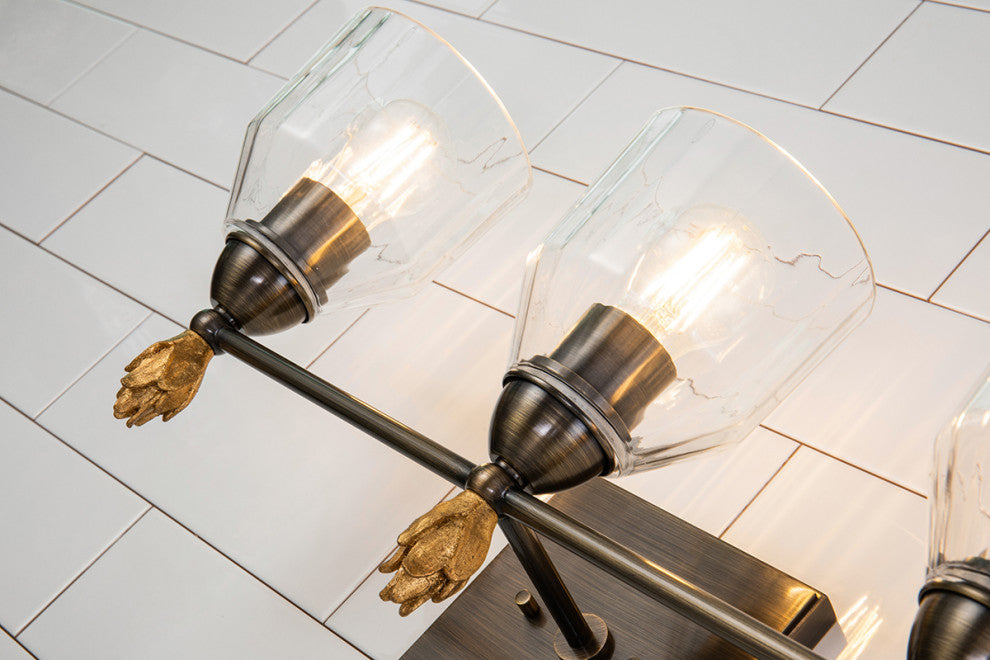 Felice 3 Light Vanity Light, Dark Bronze Finial 1 Gold