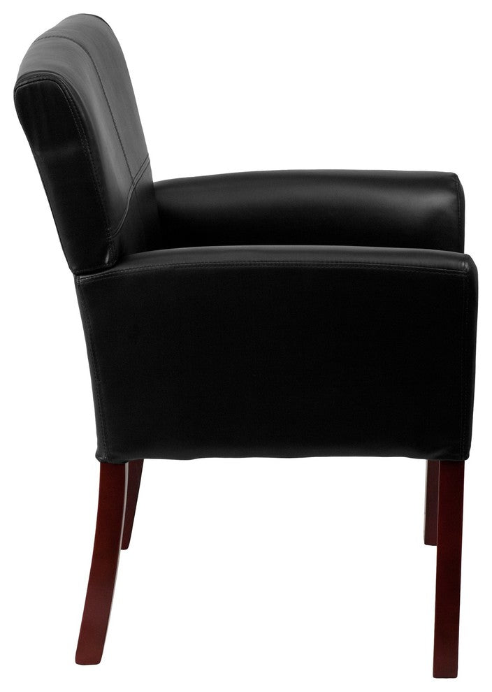 Leather Executive Side Chair, Black, 26.50"x23"x35.25"