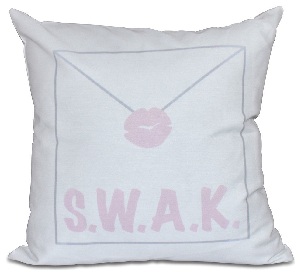 Valentine Print Pillow, Pale Pink, 20"x20"