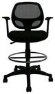Black Mesh Computer Desk Chair With Footring and Arms, Mid-Back Ergonomic
