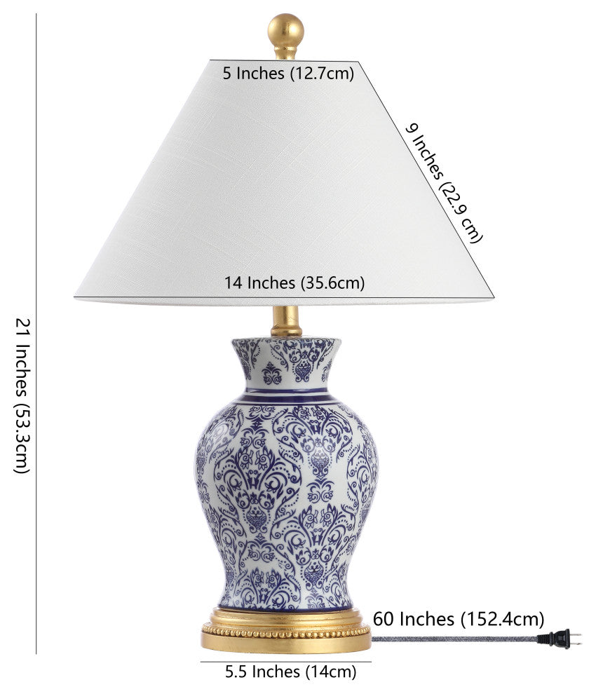 Xia 21" Ceramic/Iron Classic Modern LED Table Lamp, Blue, Set of 2