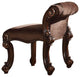 Benzara BM185888 Wooden Vanity Stool with Scrolled Poster Legs, Cherry Brown
