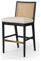 Antonia Armless Dining Stool Savile Flax, Brushed Ebony, Light Natural Cane, Bar