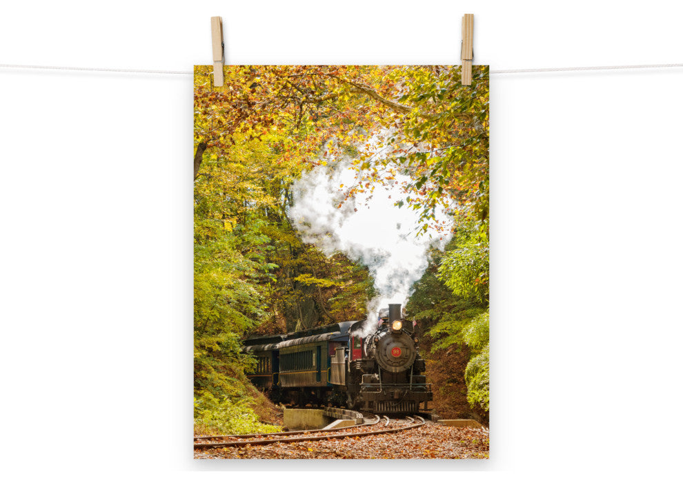 Wall Art Print Steam Train with Autumn Foliage Landscape Photo Unframed, 12" X 16"