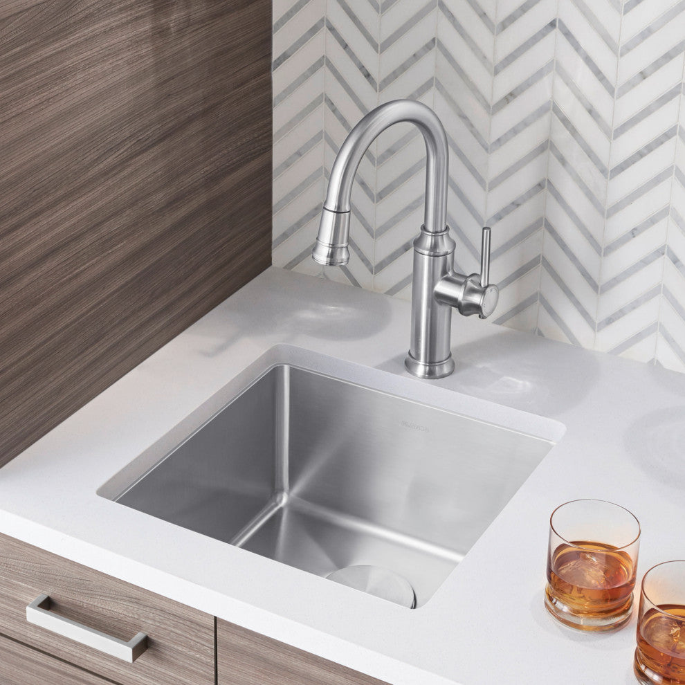 Blanco 443144 Quatrus 17" Undermount Single Basin Stainless Steel - Refined