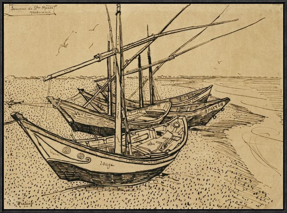 "Boats On The Beach at Saintes-Maries-De-La-Mer"  by Vincent Van Gogh, 31x23"