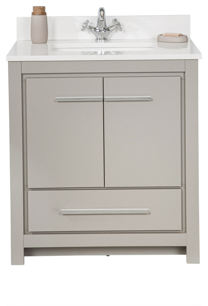 Mila Collection 30" Bathroom Vanity With Sink, Mirror, Countertop, Ash Gray