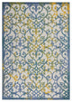 6' X 9' Ivory And Blue Floral Indoor Outdoor Area Rug
