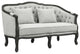 Benzara BM276240 64" Loveseat, Button Tufted Fabric, Cabriole, Gray/Brown