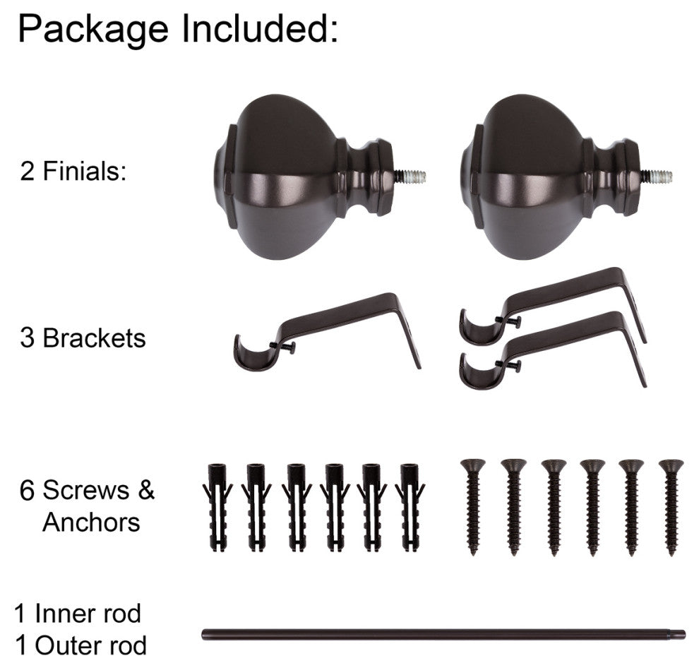 UTOPIA ALLEY 3/4 Inch Curtain Rod - Curtain Rods For Windows 48 to 86 Inch, Oil Rubbed Bronze
