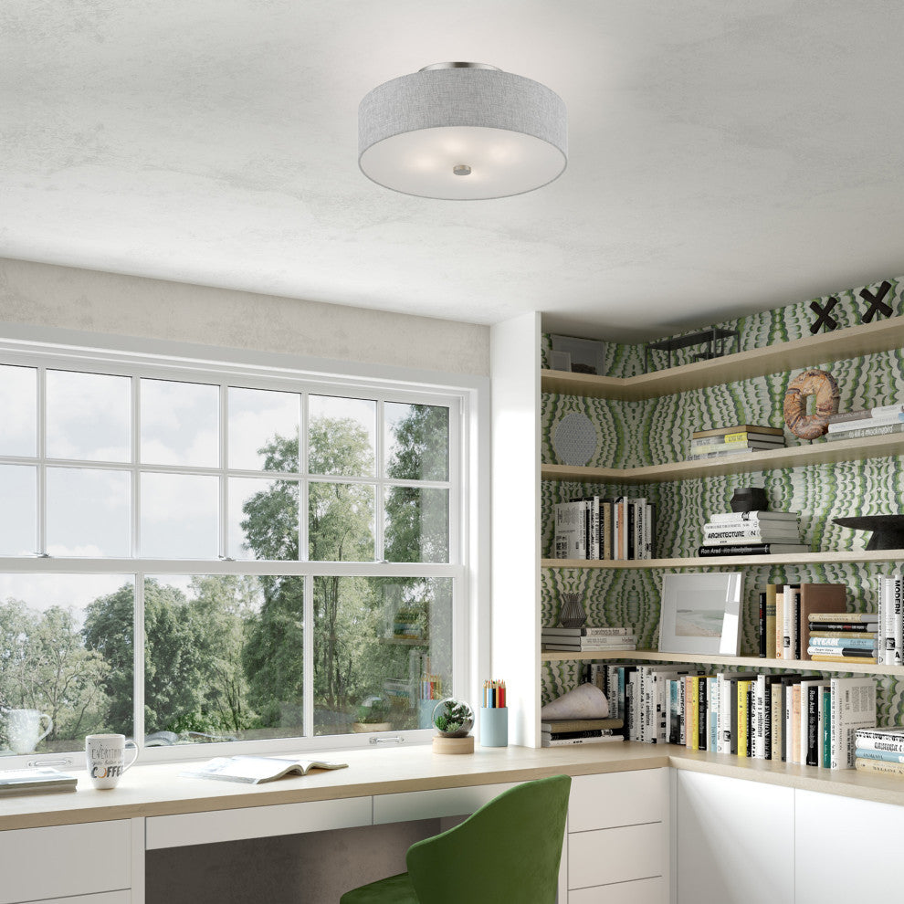 Dakota 4 Light Brushed Nickel With Shiny White Accents Semi-Flush