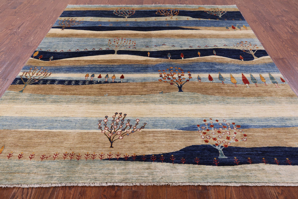 8' 2" X 9' 7" Handmade Persian Gabbeh Tribal Rug Q10589