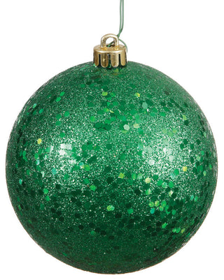 Vickerman 4" Green Sequin Ball Ornament, 6 per Bag