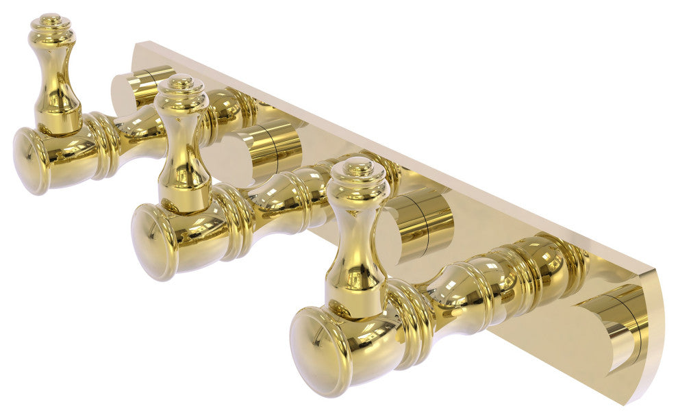 Carolina 3 Position Tie and Belt Rack, Unlacquered Brass