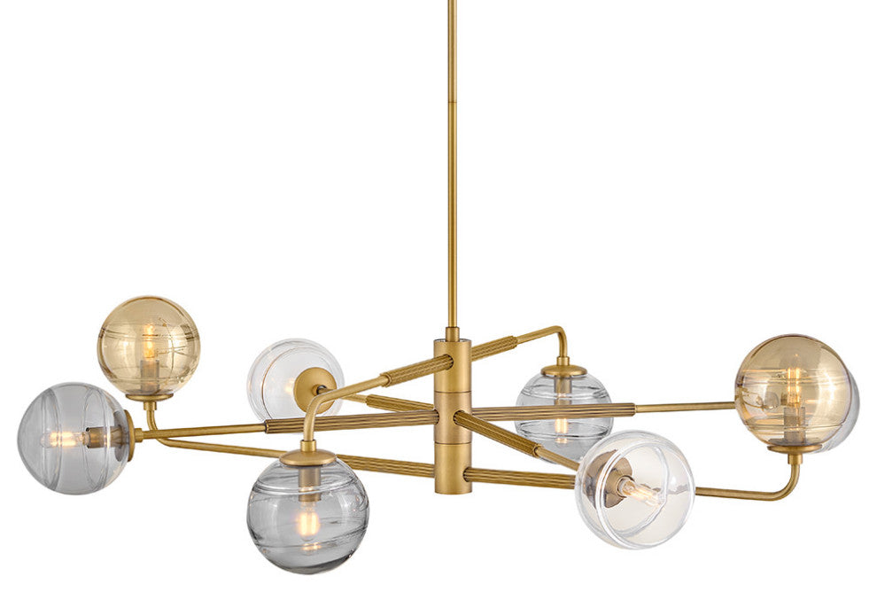 Fredrick Ramond Oberon Large Adjustable Single Tier Chandelier, Heritage Brass