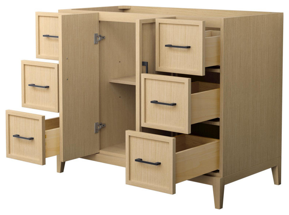Elan 42" Single Vanity, White Oak, No Top, No Sink, Black Trim