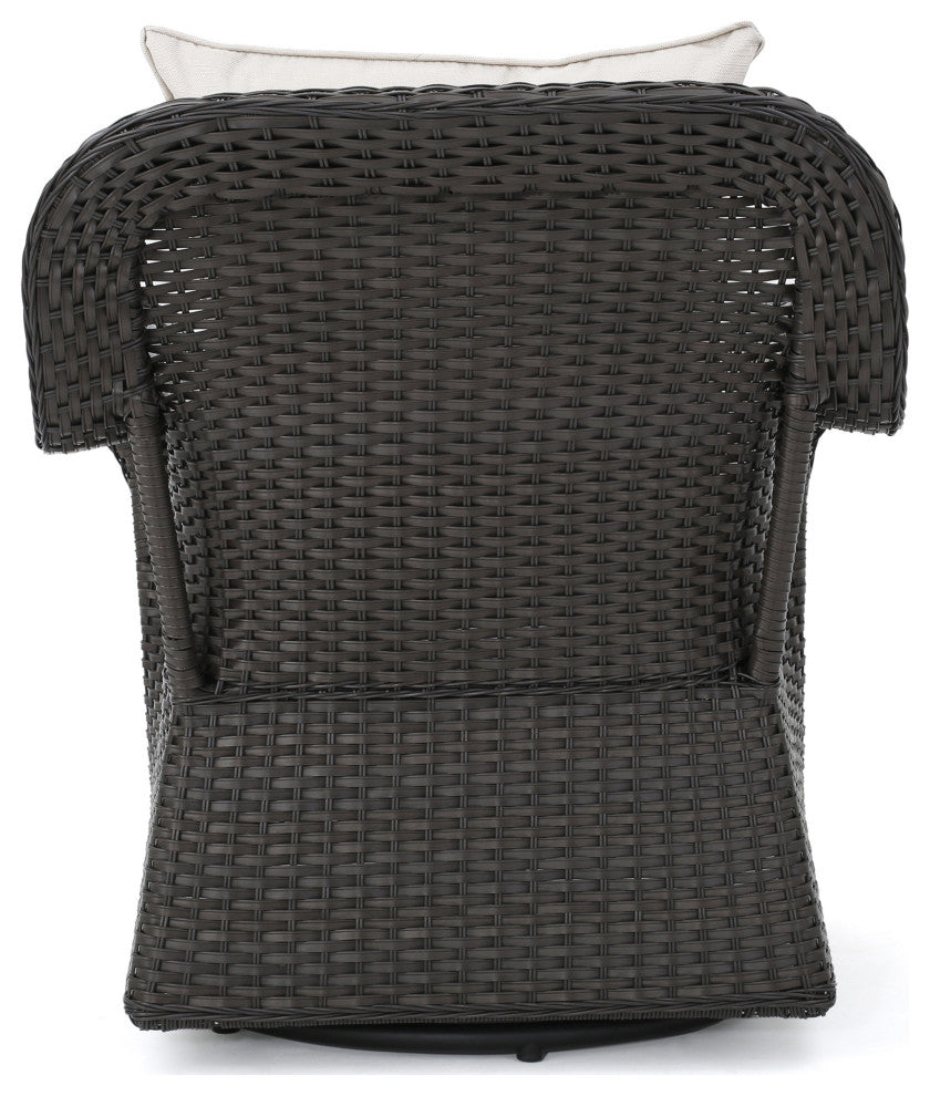 GDF Studio Admiral Outdoor Wicker Swivel Rocking Chair, Water Resistant Cushions, Set of 2
